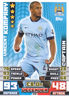Vincent Kompany Manchester City 2014/15 Topps Match Attax Captain #C10